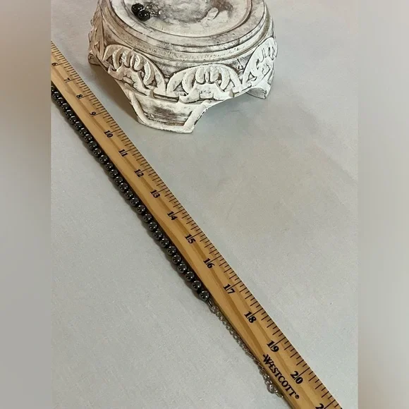 Hematite Round Beaded Necklace with Matching Drop Beaded Earrings Set - Picture 16 of 17